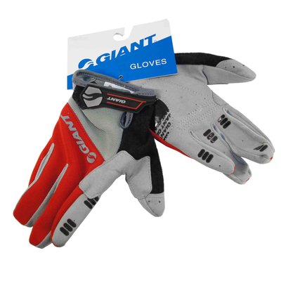 Велоперчатки Giant Gloves M серо красные полнопалые фото