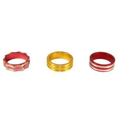 Проставочное кольцо на шток вилки 10 мм красное с золотым фото