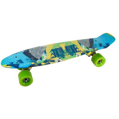 Пенни борд Fishskateboards разноцветный | Зеленые колеса фото